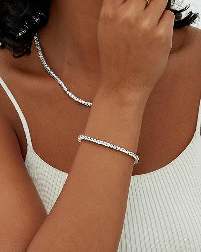 Moniva™ Bracelet Tennis en Moissanite | Or Blanc 18k