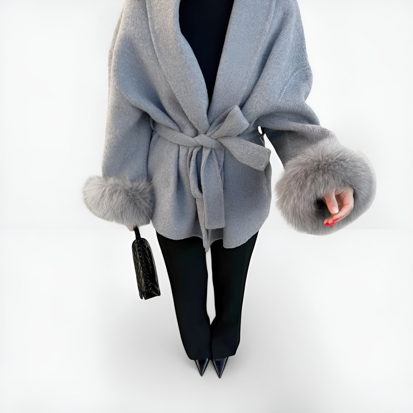 Moniva™ | Manteau en Laine avec Détails en Fourrure Écologiqu