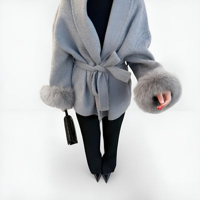 Moniva™ | Manteau en Laine avec Détails en Fourrure Écologiqu