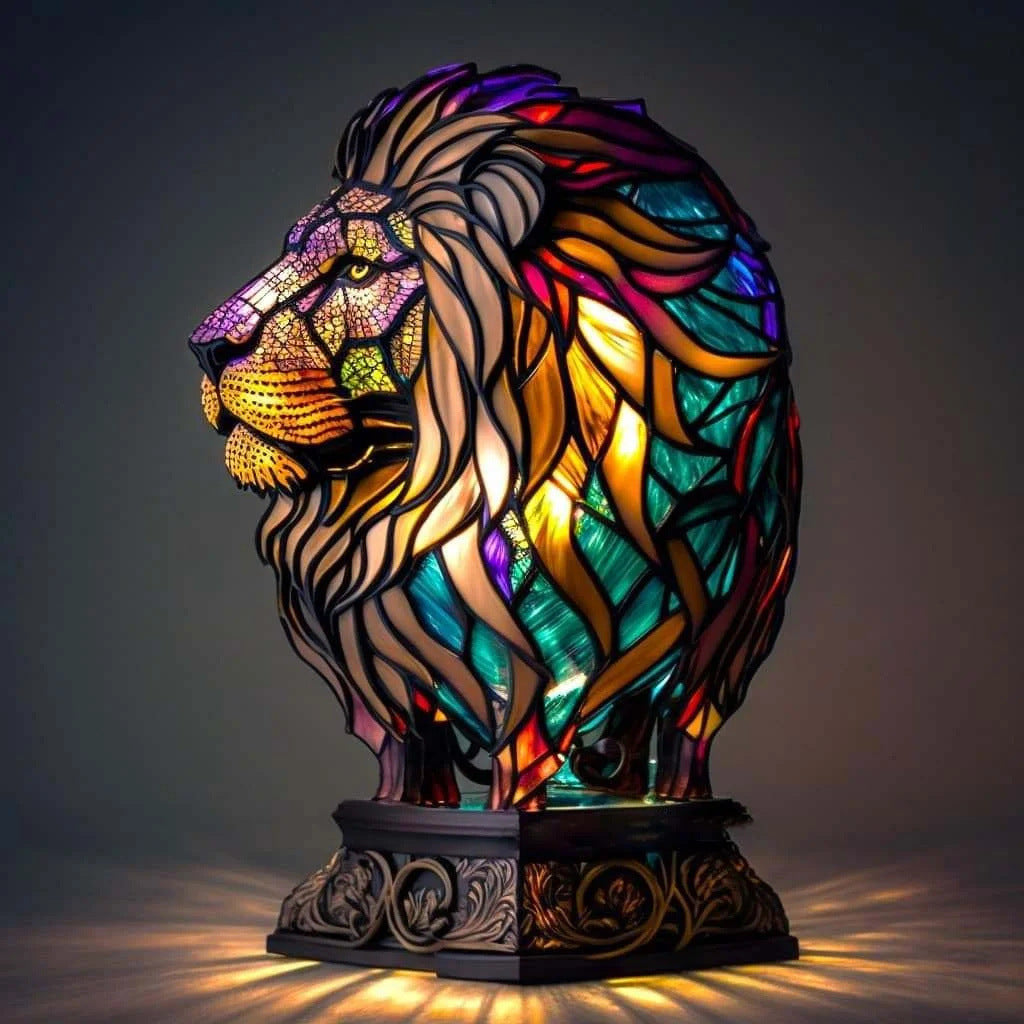 Moniva™ | Lampe magique lion en verre coloré