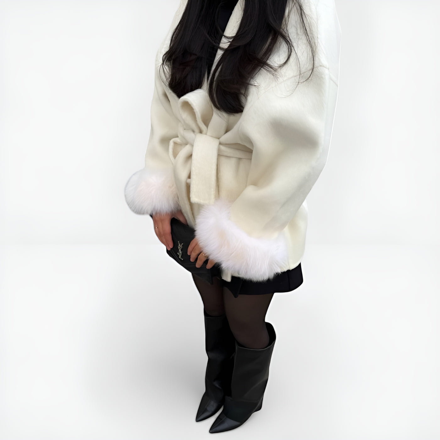 Moniva™ | Manteau en Laine avec Détails en Fourrure Écologiqu