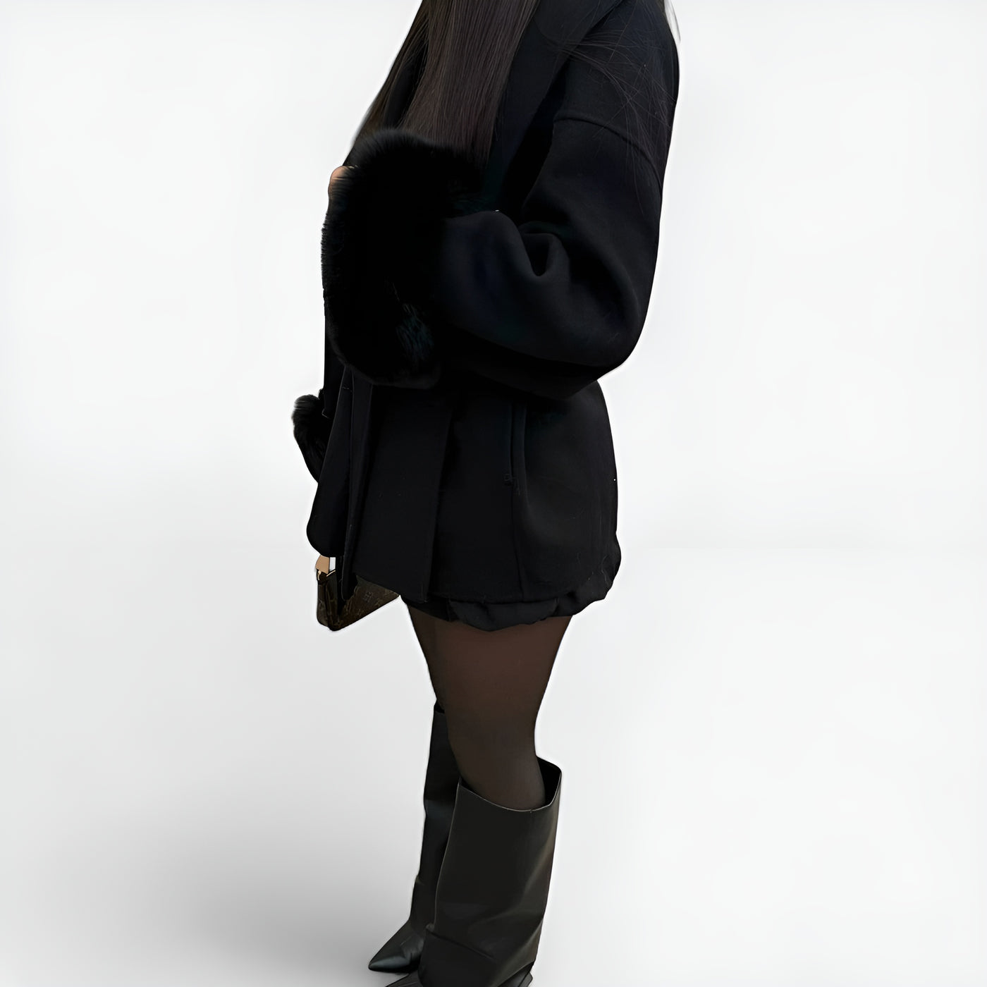 Moniva™ | Manteau en Laine avec Détails en Fourrure Écologiqu