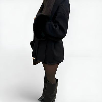 Moniva™ | Manteau en Laine avec Détails en Fourrure Écologiqu