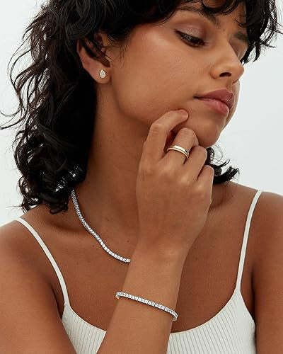 Moniva™ Bracelet Tennis en Moissanite | Or Blanc 18k